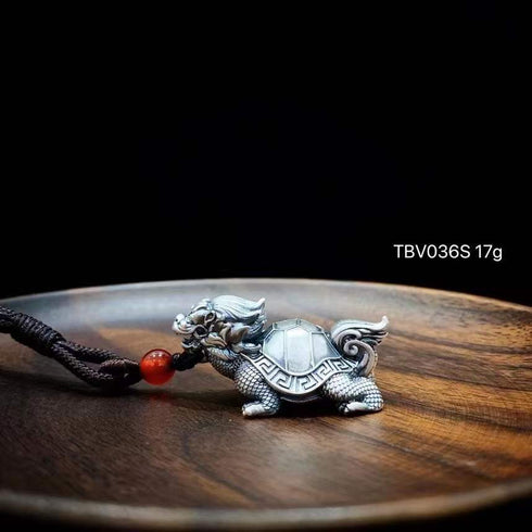 Pure Silver S999 Dragon Turtle Pendant Money