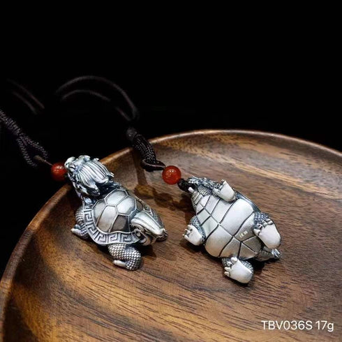 Pure Silver S999 Dragon Turtle Pendant Money