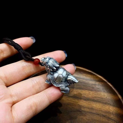 Pure Silver S999 Dragon Turtle Pendant Money